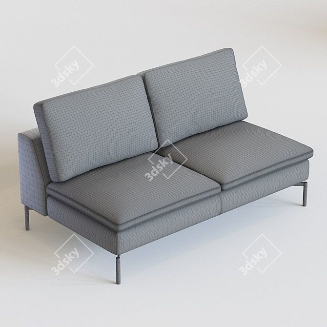 Modern Leather Armless Sofa 3D model image 3