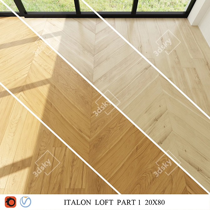 Italon Loft Part 1: Stylish Wood-Look 20x160 Ceramic Tiles 3D model image 1