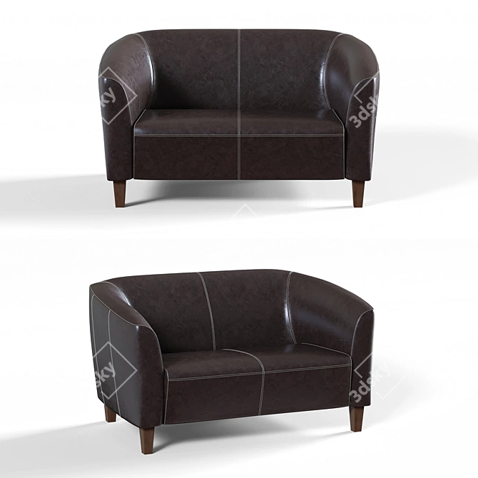 Oxford 2-Seater Sofa: Stylish and Comfortable 3D model image 1