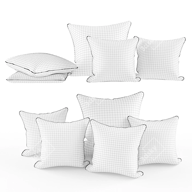 Cozy Checkered Pillow Set 3D model image 2