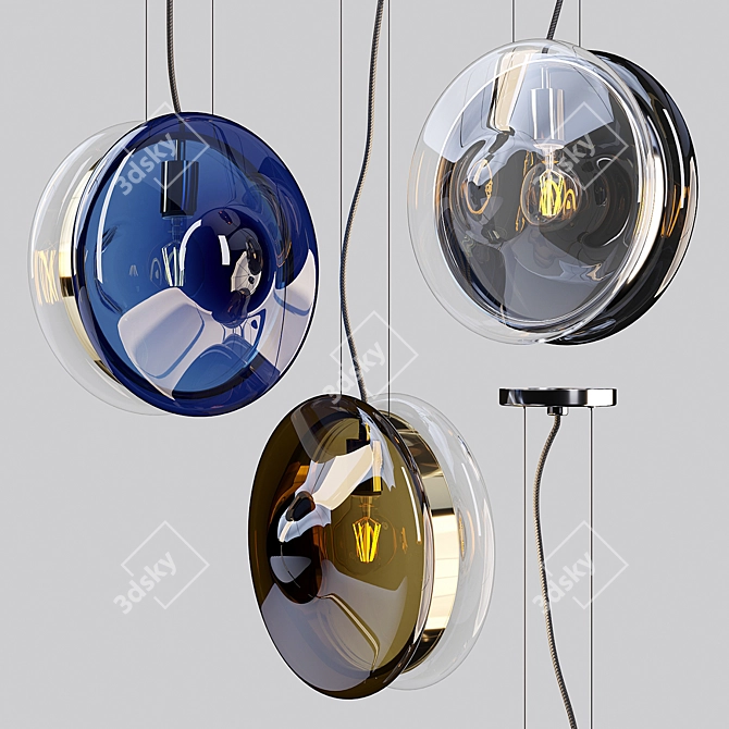 Bomma Orbital Pendant: Elegant Glass and Brass Design 3D model image 1