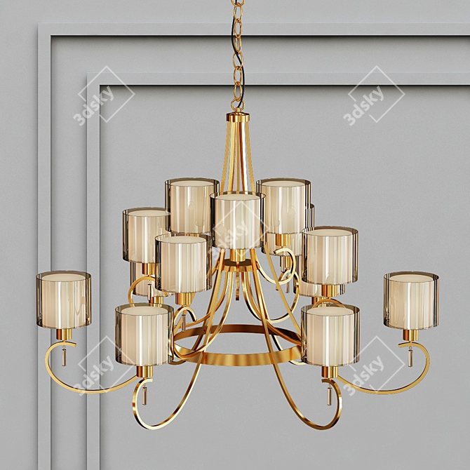 Elegant Antique Bronze Chandelier 3D model image 1