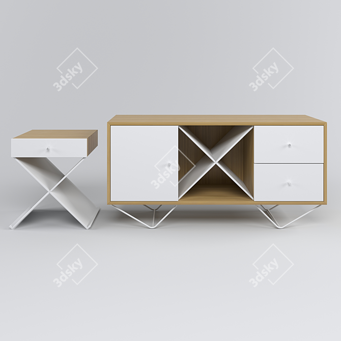 Modern White Chest of Drawers 3D model image 1