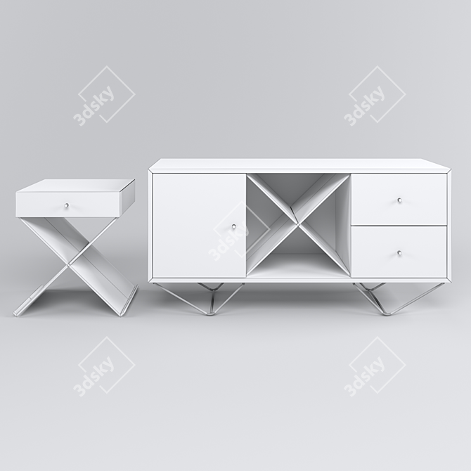 Modern White Chest of Drawers 3D model image 2