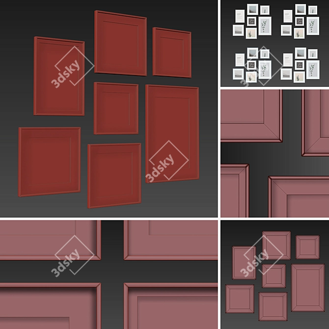 Versatile Frame Set - 7 Frames with Multiple Colors & Textures 3D model image 3