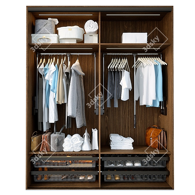 Spacious Wardrobe Closet 3D model image 2