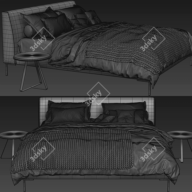 Sleek Picasso Bed 3D model image 3