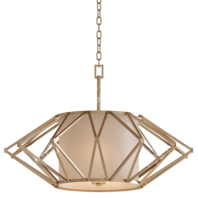 Rustic Elegance: 6-Light Gold Leaf Pendant 3D model image 1