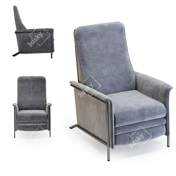 Velvet Gray Relax Chair 3D model image 1