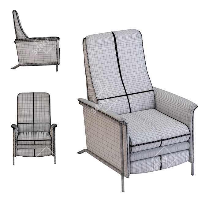 Velvet Gray Relax Chair 3D model image 2