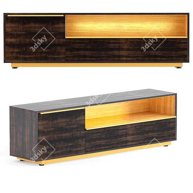 Luxury Mango Wood TV Board 3D model image 1