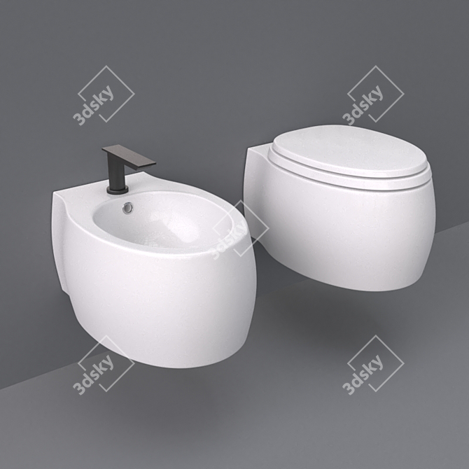 Agape Pear 2 Wall-Mounted WC and Bidet 3D model image 1