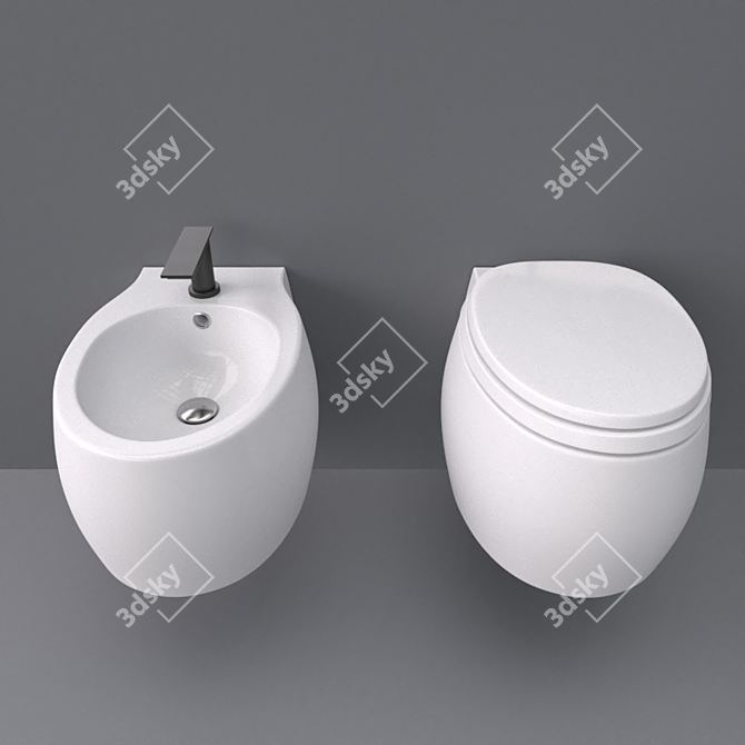 Agape Pear 2 Wall-Mounted WC and Bidet 3D model image 2