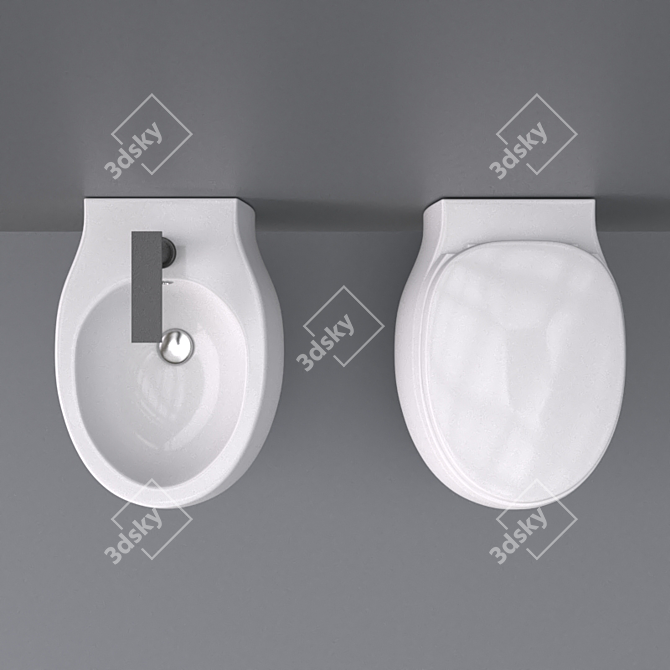 Agape Pear 2 Wall-Mounted WC and Bidet 3D model image 3