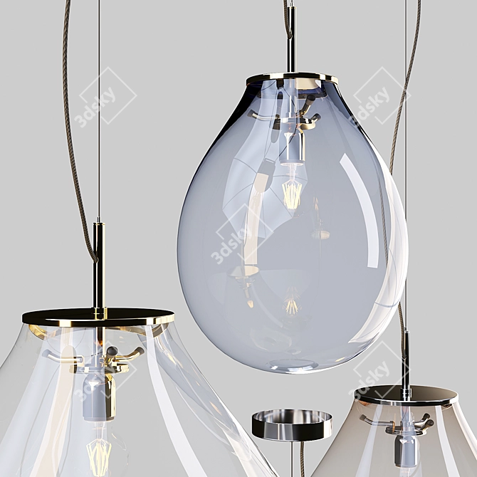 Bomma Pendant Lamp: Tim - Elegant Glass and Brass Design 3D model image 2