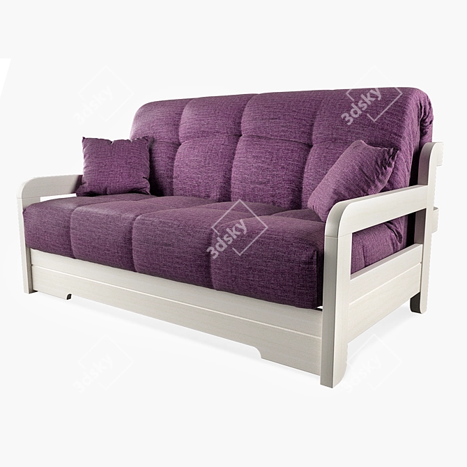 Accordion Wood Sofa: Stylish & Space-saving 3D model image 1