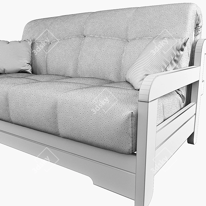 Accordion Wood Sofa: Stylish & Space-saving 3D model image 2