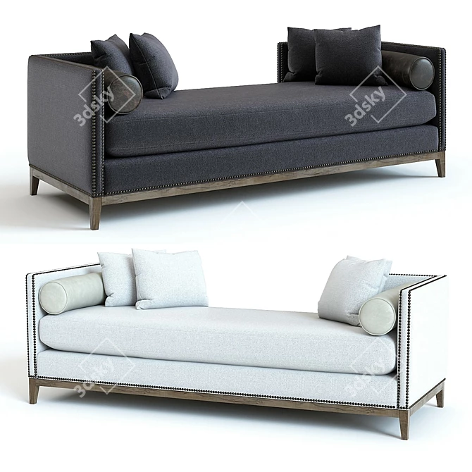 Elegance Defined: West Elm Nailhead Double Chaise 3D model image 1