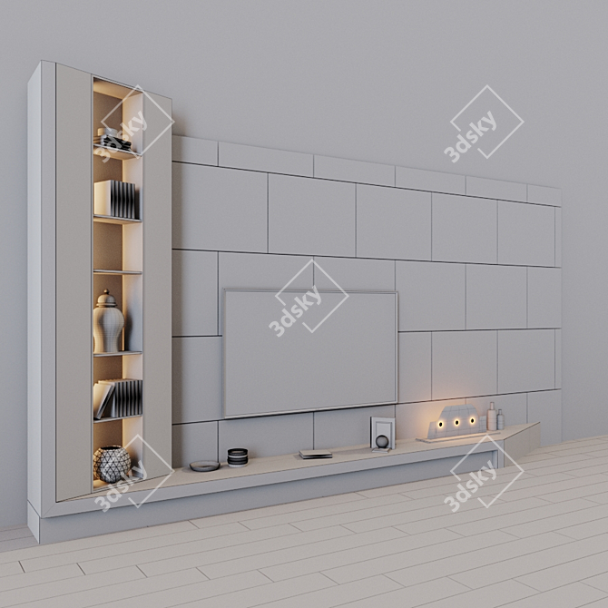 Sleek 45" TV Set 3D model image 3