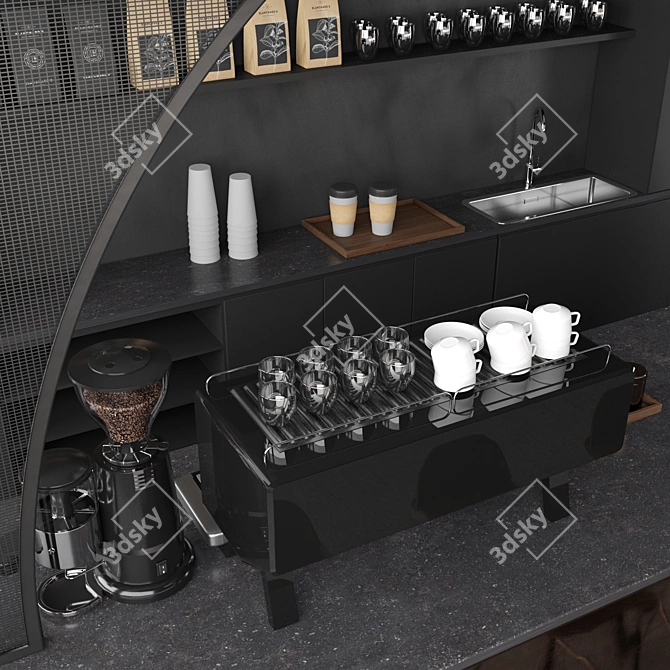 Coffee Bliss: Sanremo Opera, Grinder & Muuto Nerd Stool 3D model image 2