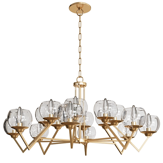 Contemporary Gold Metal Glass Chandelier 3D model image 1