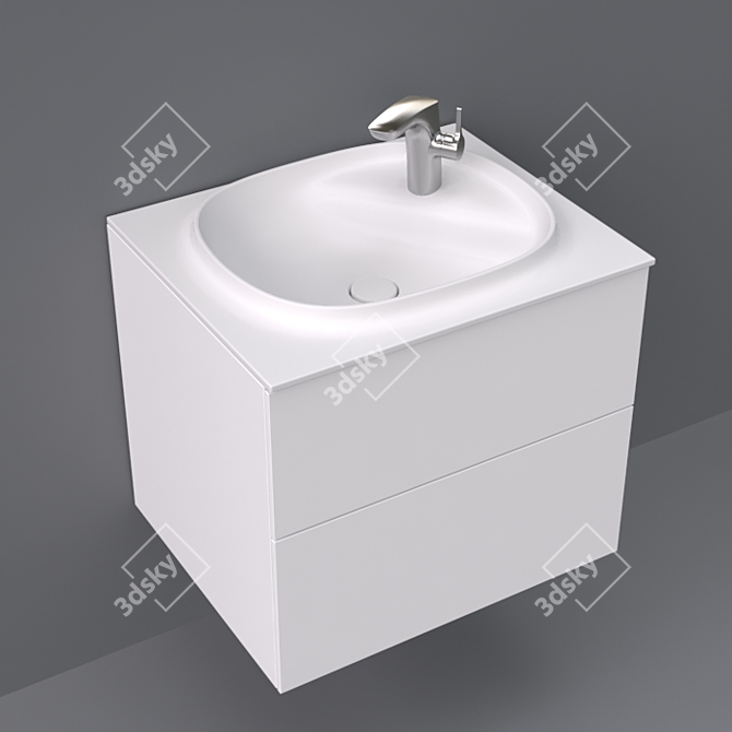 600x505x525 Drawers & Basin 3D model image 1