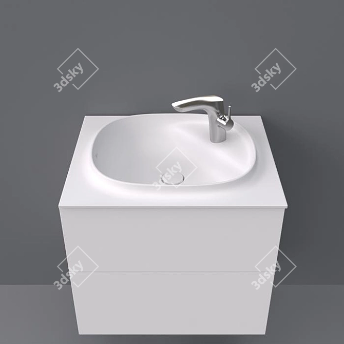 600x505x525 Drawers & Basin 3D model image 2