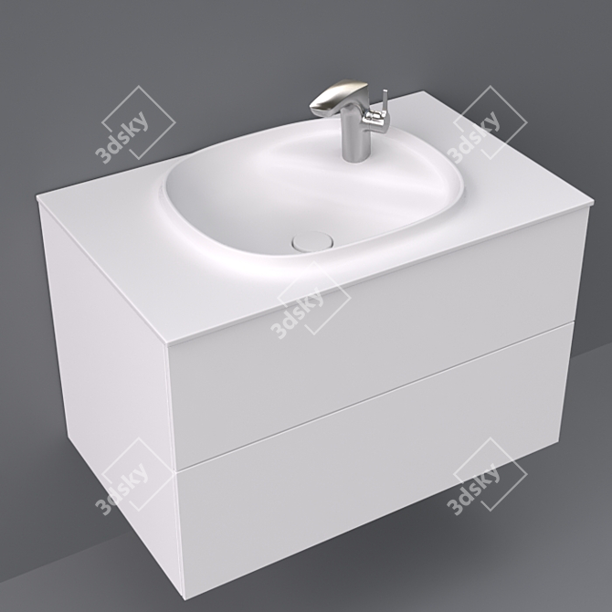 800x505x525 Drawers & Basin Set 3D model image 1