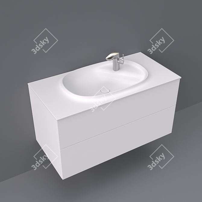 Spacious Drawers and Basin Set 3D model image 1