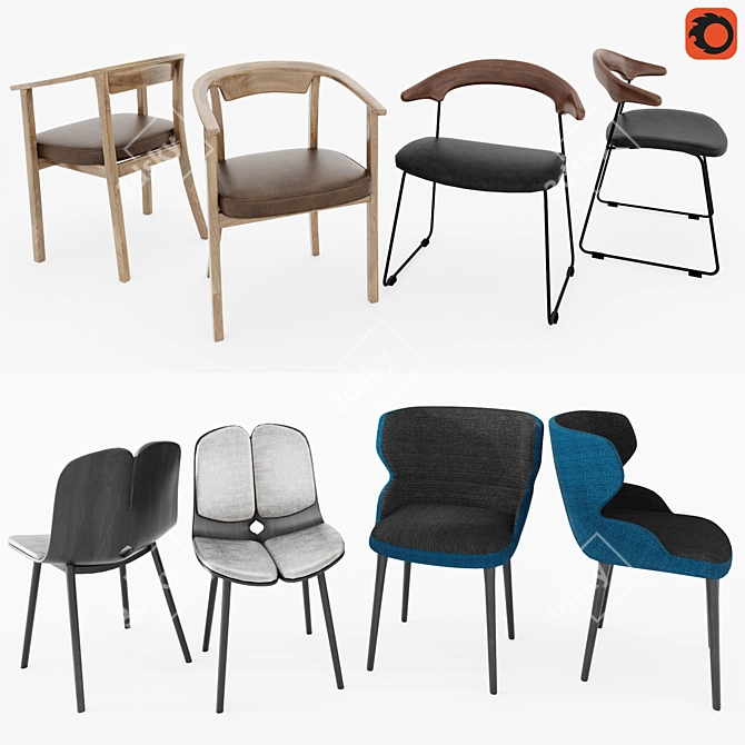 Modern Chair Collection: Fleming, Madison, Emilia & Gael 3D model image 1