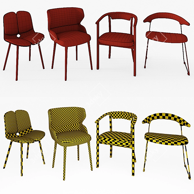 Modern Chair Collection: Fleming, Madison, Emilia & Gael 3D model image 2