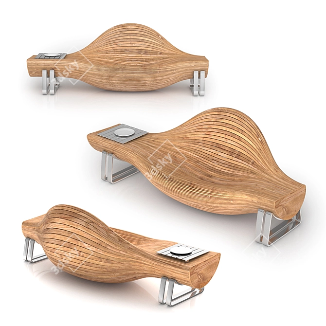  Elegant Wooden Sofa 3D model image 2