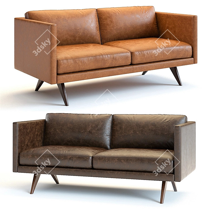 West Elm Brooklyn Leather Sofa: Stylish and Comfortable 3D model image 1