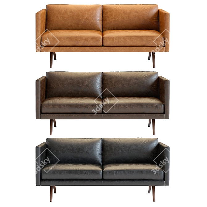 West Elm Brooklyn Leather Sofa: Stylish and Comfortable 3D model image 2