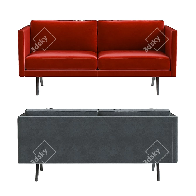 West Elm Brooklyn Velvet Sofa: Luxurious Comfort in 4 Stunning Colors 3D model image 2