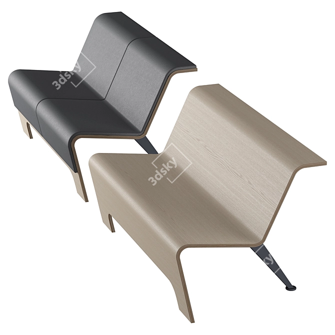 Versatile Bench for Public Spaces - Durable and Stylish 3D model image 1