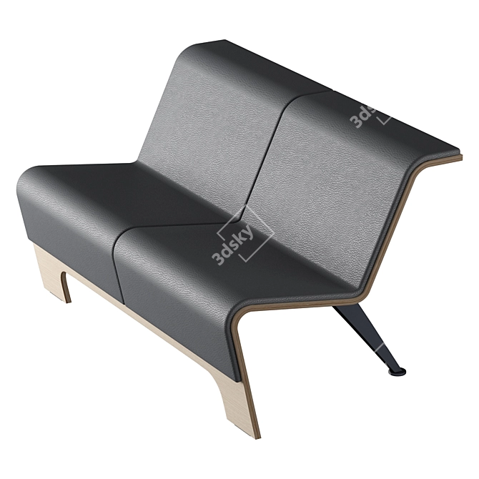 Versatile Bench for Public Spaces - Durable and Stylish 3D model image 2