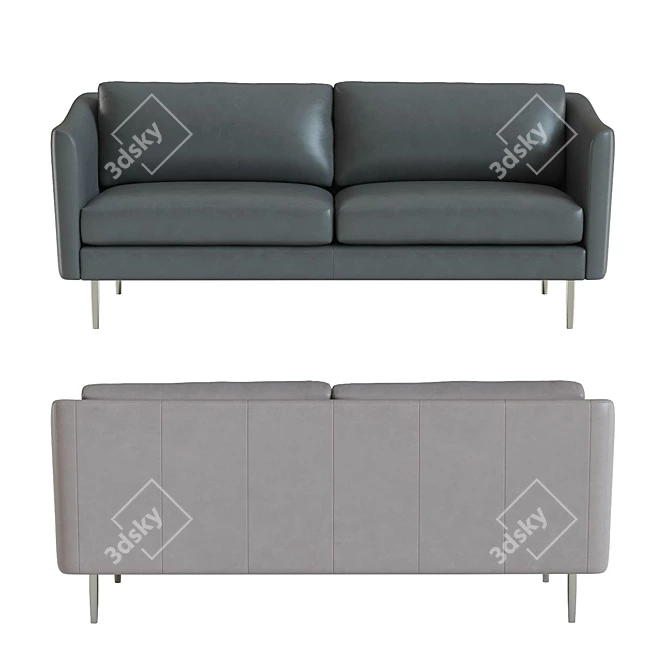 Modern West Elm Sloane Leather Sofa 3D model image 2