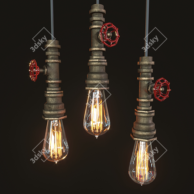 Industrial Metal Pendant Lamp 3D model image 1
