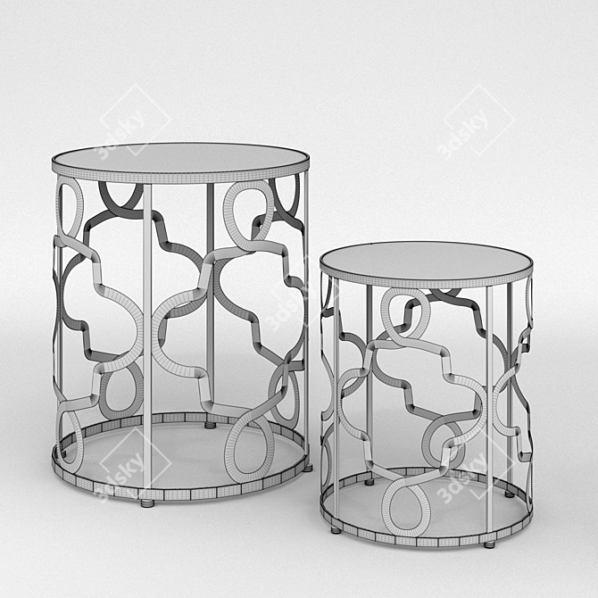 Golden Otto Side Tables - Set of 2 3D model image 2