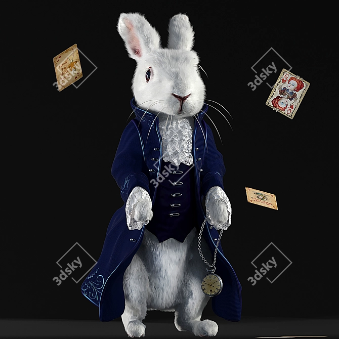 Whimsical White Rabbit Sculpture 3D model image 1