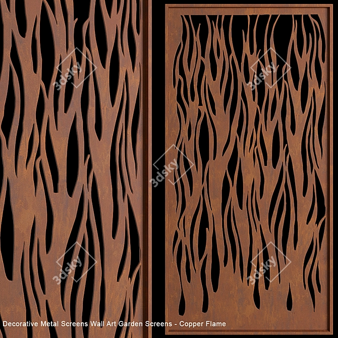 Copper Flame Metal Garden Screen 3D model image 1