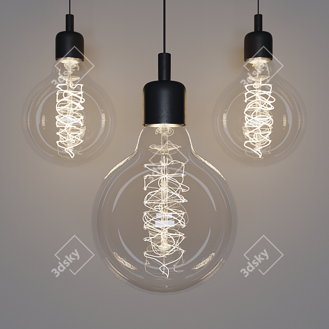 Vintage Spiral G95 Edison Lamp 3D model image 1