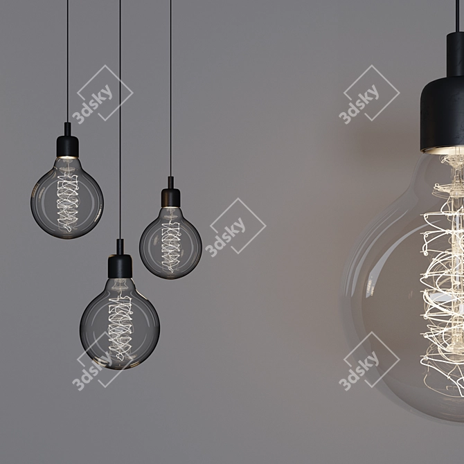 Vintage Spiral G95 Edison Lamp 3D model image 2