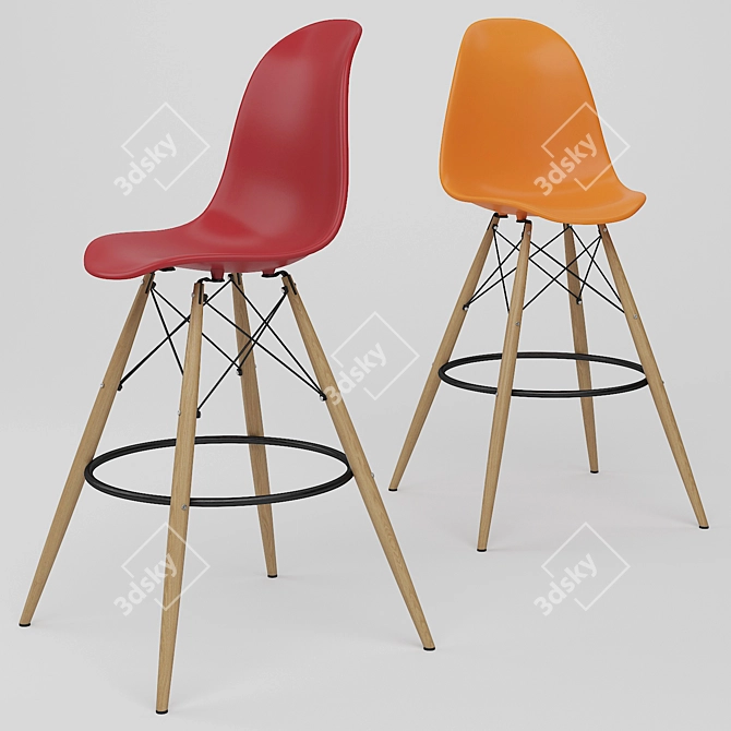 Elegant Eiffel Bar Stool 3D model image 1