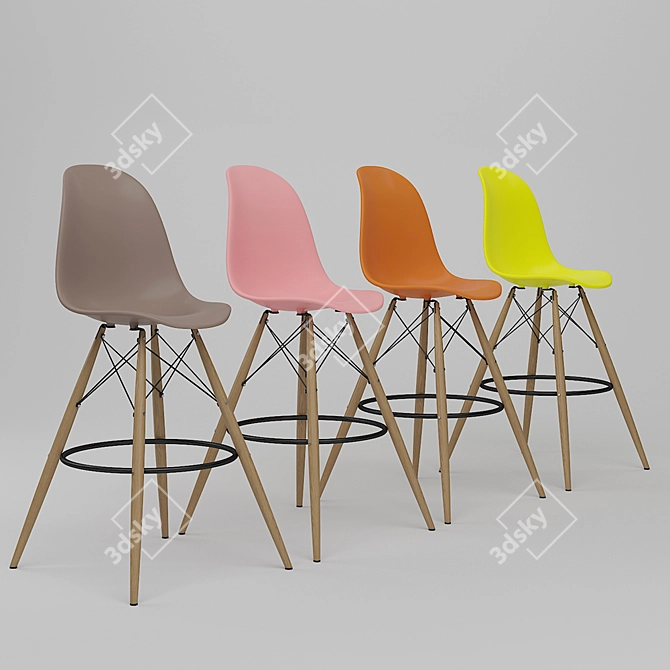 Elegant Eiffel Bar Stool 3D model image 3