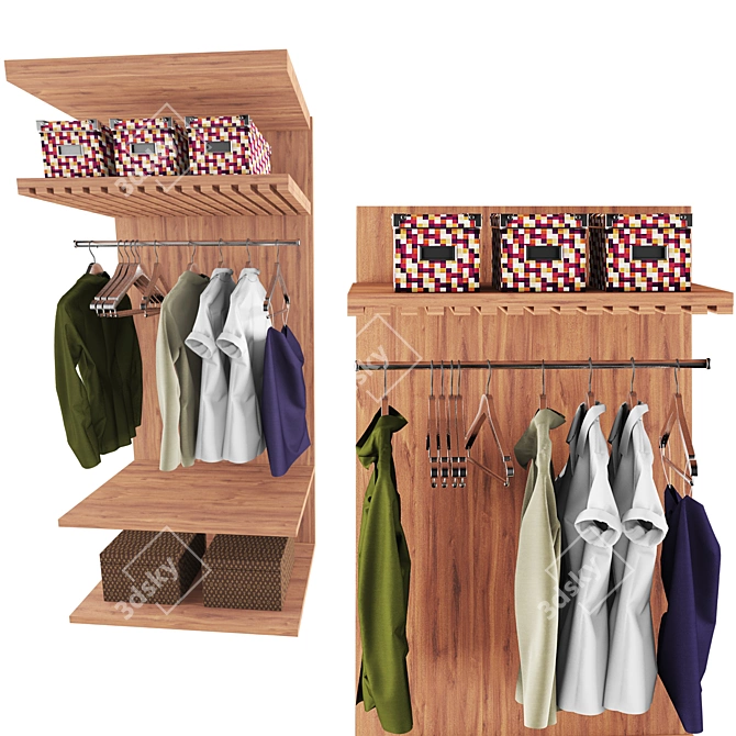 Organize Your Closet with Stylish Shelves & Holders! 3D model image 1