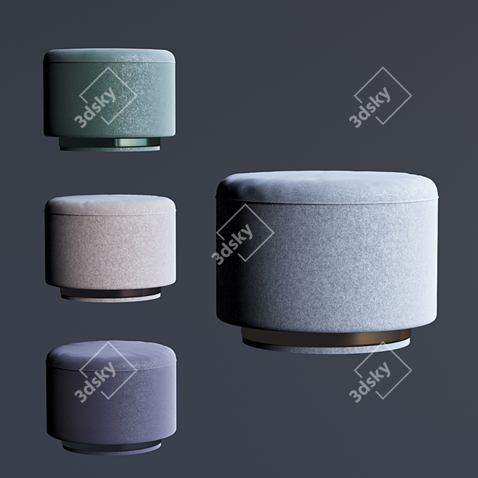 Cozy Nest Pouf Set 3D model image 1