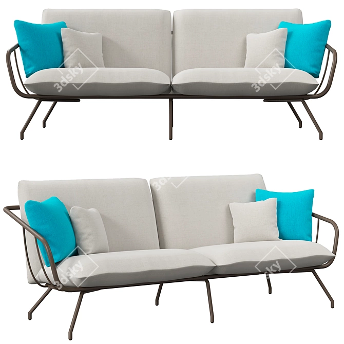 Nansa Garden Sofa: Sleek Steel Design 3D model image 1