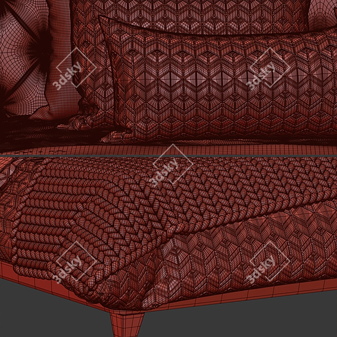 Elegant Ashley Tufted Bed 3D model image 3